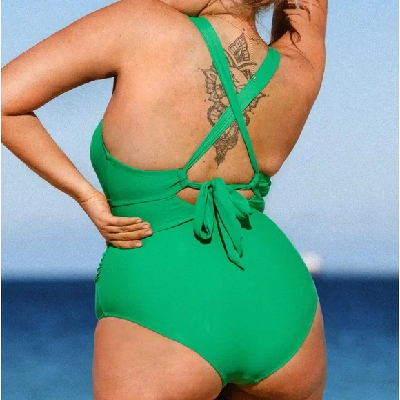 Green Tummy Control One Piece - Picture 4 of 8